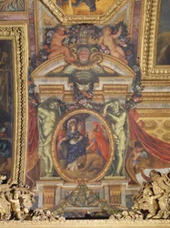 Spanyolország elismeri Franciaország elsőségét 1662-ben, mennyezeti festmény a Galerie des Glacesből